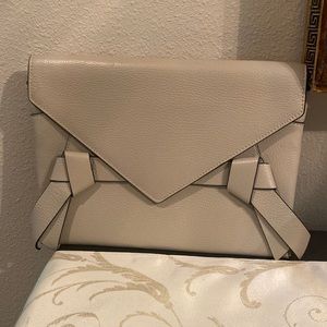 BCBG cream clutch purse
